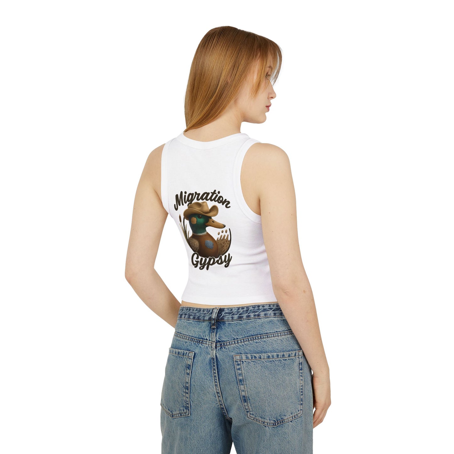 Women's Fitted Micro Mallard Rib Racer Tank Top MG Front