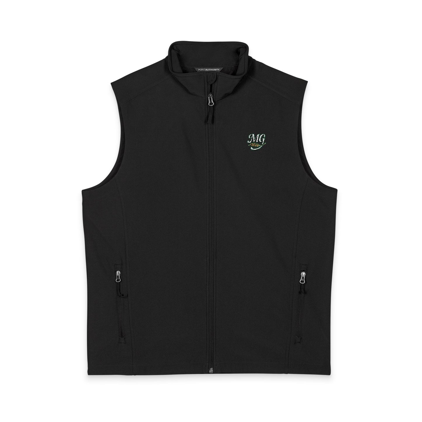 Embroidered 'MG' Soft Shell Vest — Men's Lightweight Logo Vest