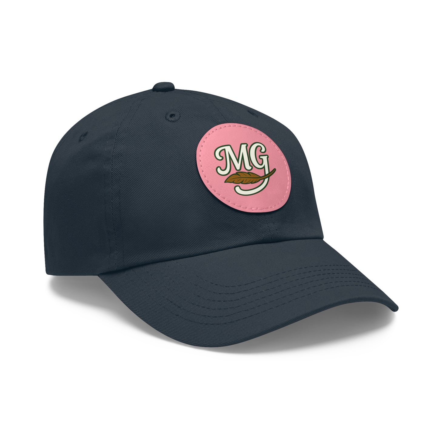MG Leather Patch Dad Hat — Monogrammed Vintage Leaf Baseball Cap