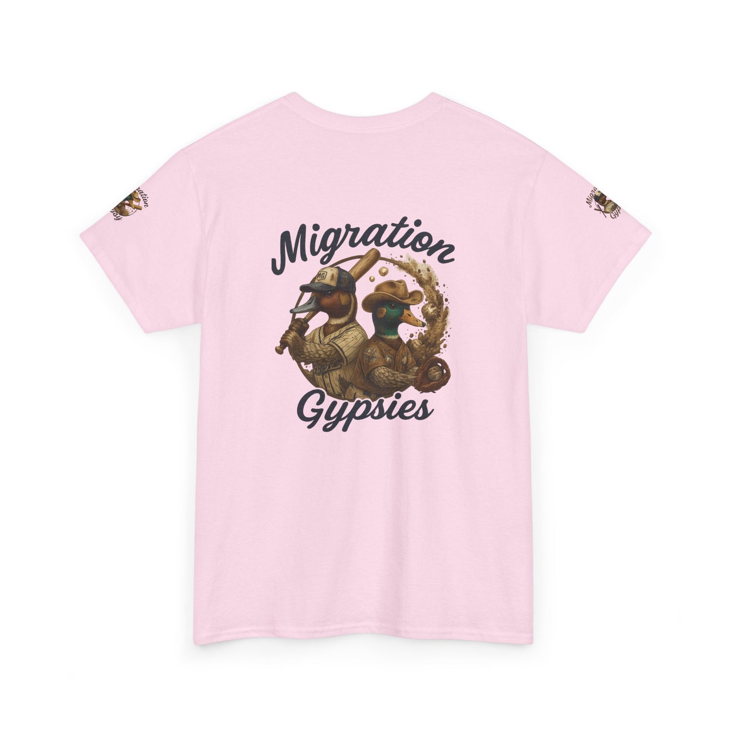 Migration Gypsies T‑Shirt — Front Baseball MG, Player Sleeves