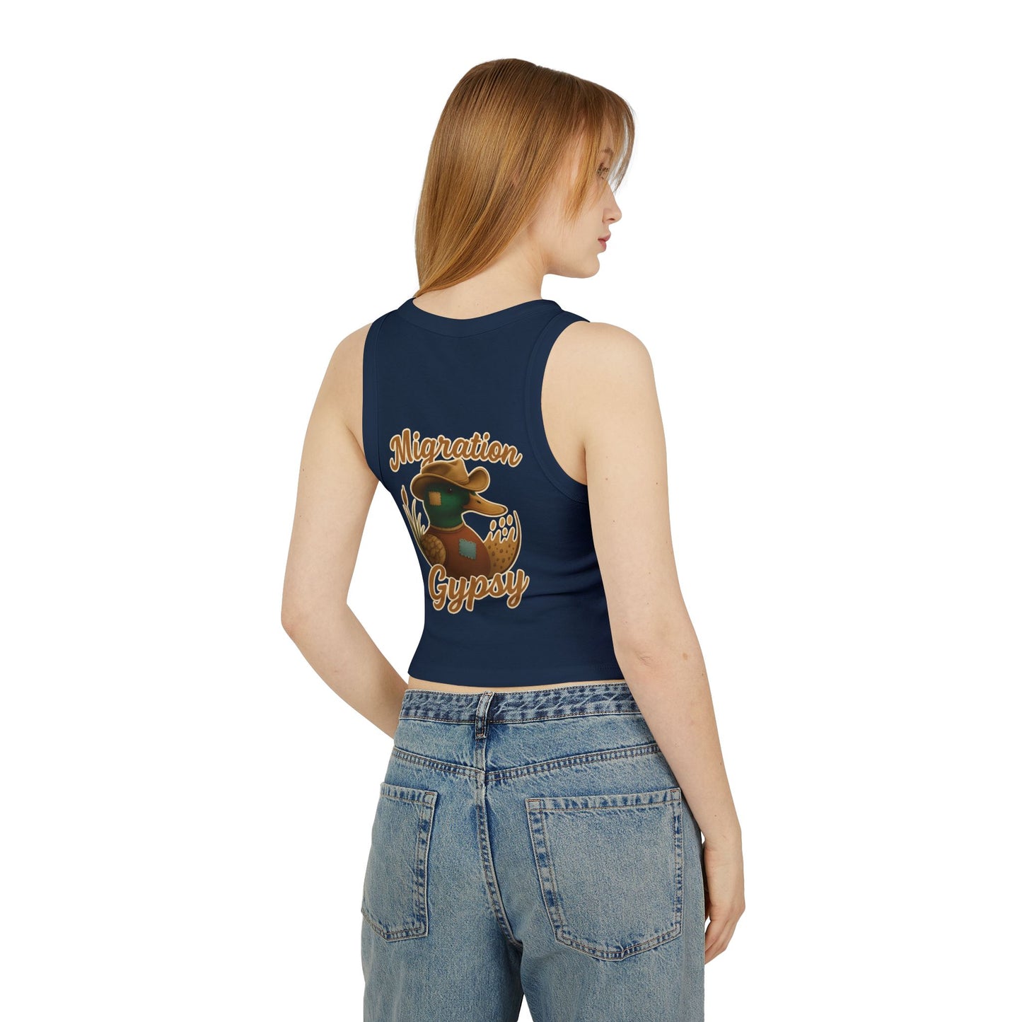 Women's Fitted Micro Mallard Rib Racer Tank Top MG Front