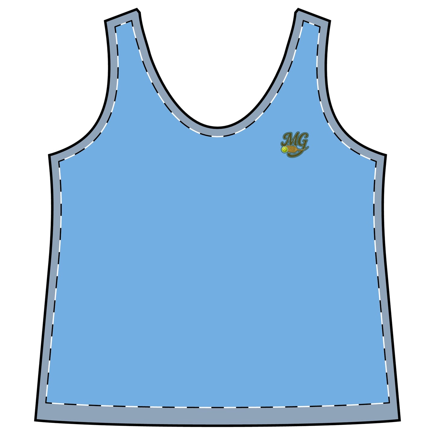 Racerback Pickleball Tank Top MG w/ Hen Headshot On Back