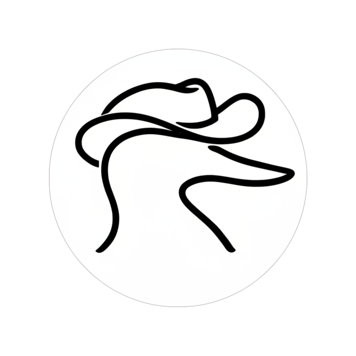 Cowboy Duck Line Art Sticker — Round Transparent Outdoor Decal