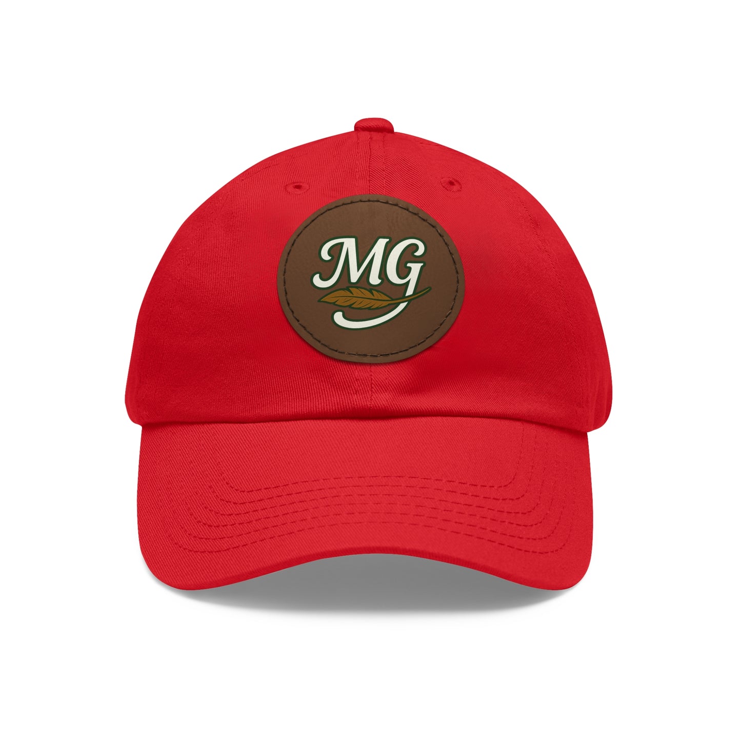 MG Leather Patch Dad Hat — Monogrammed Vintage Leaf Baseball Cap