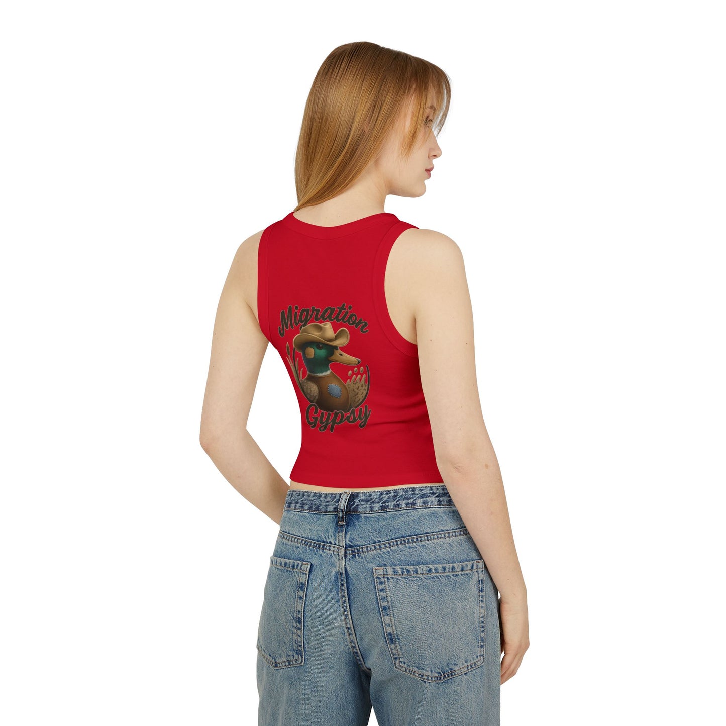 Women's Fitted Micro Mallard Rib Racer Tank Top MG Front