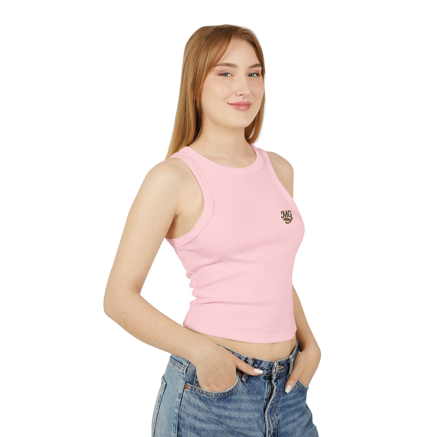 Women's Fitted Micro Mallard Rib Racer Tank Top MG Front