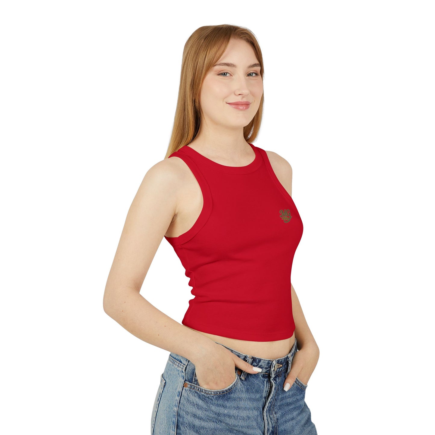 Women's Fitted Micro Mallard Rib Racer Tank Top MG Front