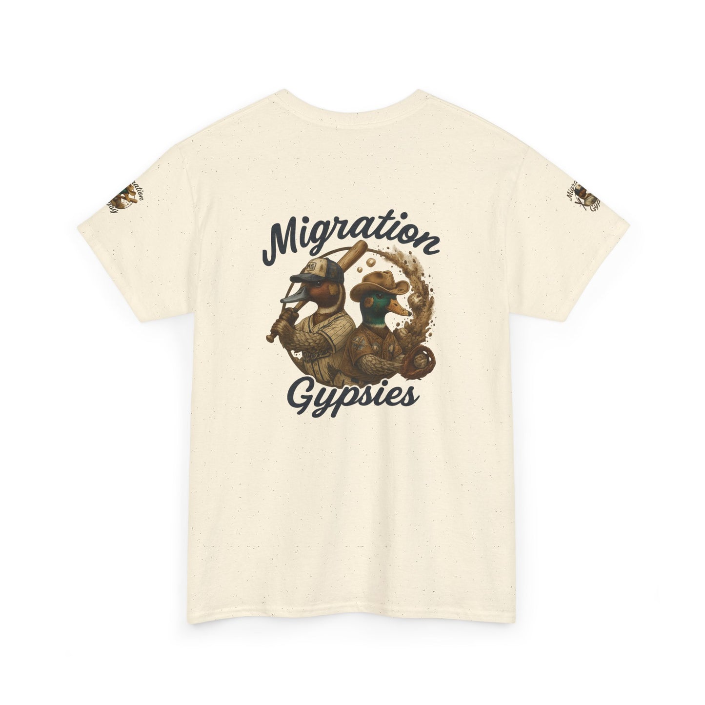Migration Gypsies T‑Shirt — Front Baseball MG, Player Sleeves