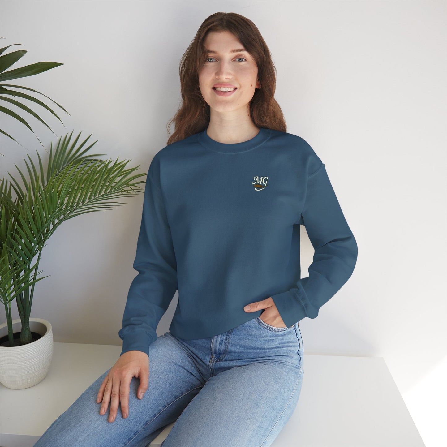 Unisex Migration Gypsy Sweatshirt | Park Bench Mossy Forest Scene