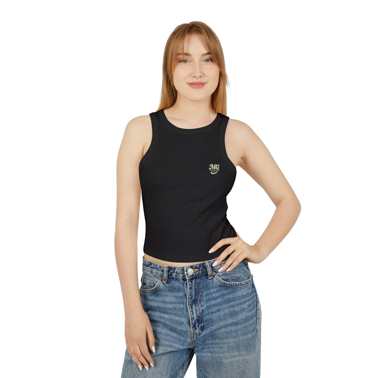 Women's Fitted Micro Mallard Rib Racer Tank Top MG Front