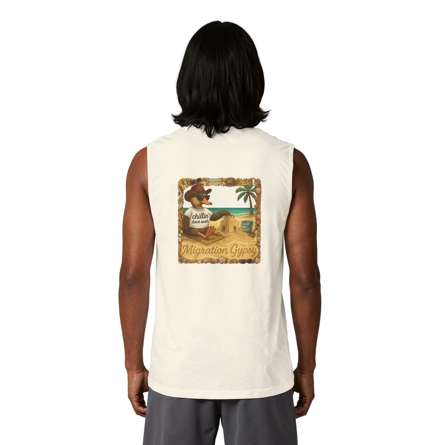 Muscle Tank — Duck Beach Chillin (MG Chest Logo)