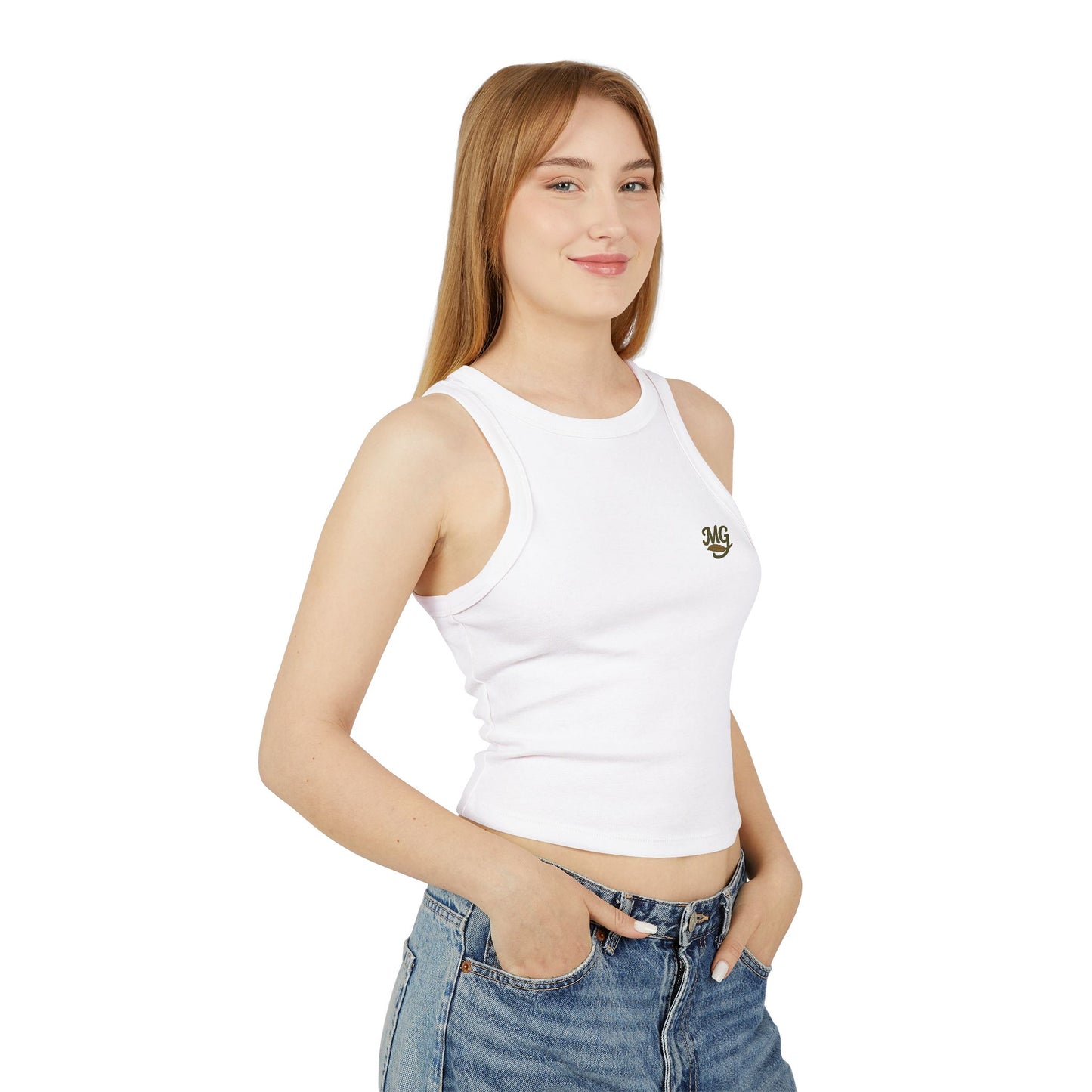 Women's Fitted Micro Mallard Rib Racer Tank Top MG Front