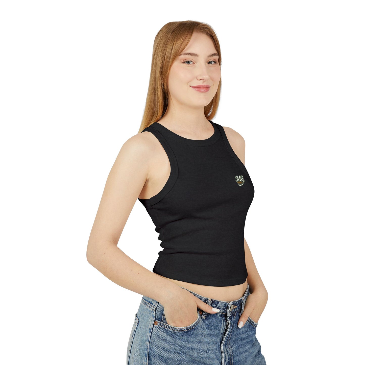 Women's Fitted Micro Mallard Rib Racer Tank Top MG Front