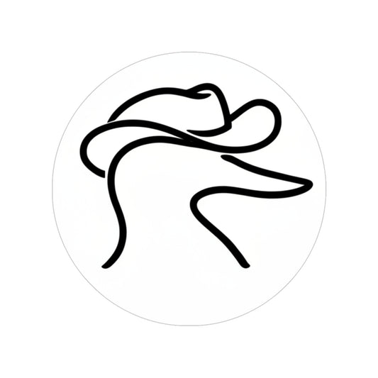 Cowboy Duck Line Art Sticker — Round Transparent Outdoor Decal