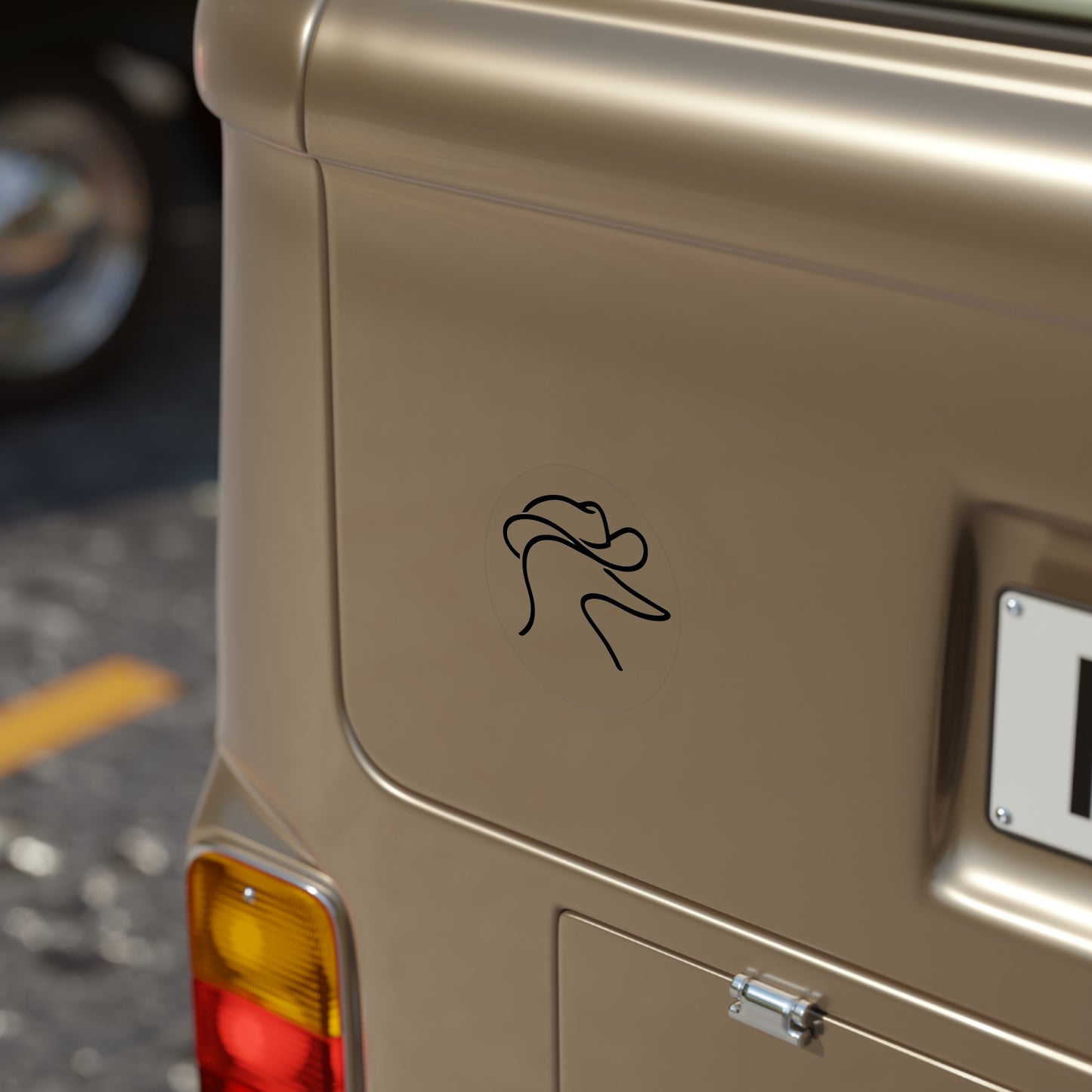 Cowboy Duck Line Art Sticker — Round Transparent Outdoor Decal