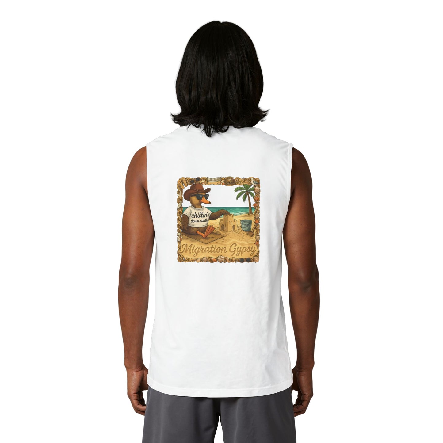 Muscle Tank — Duck Beach Chillin (MG Chest Logo)