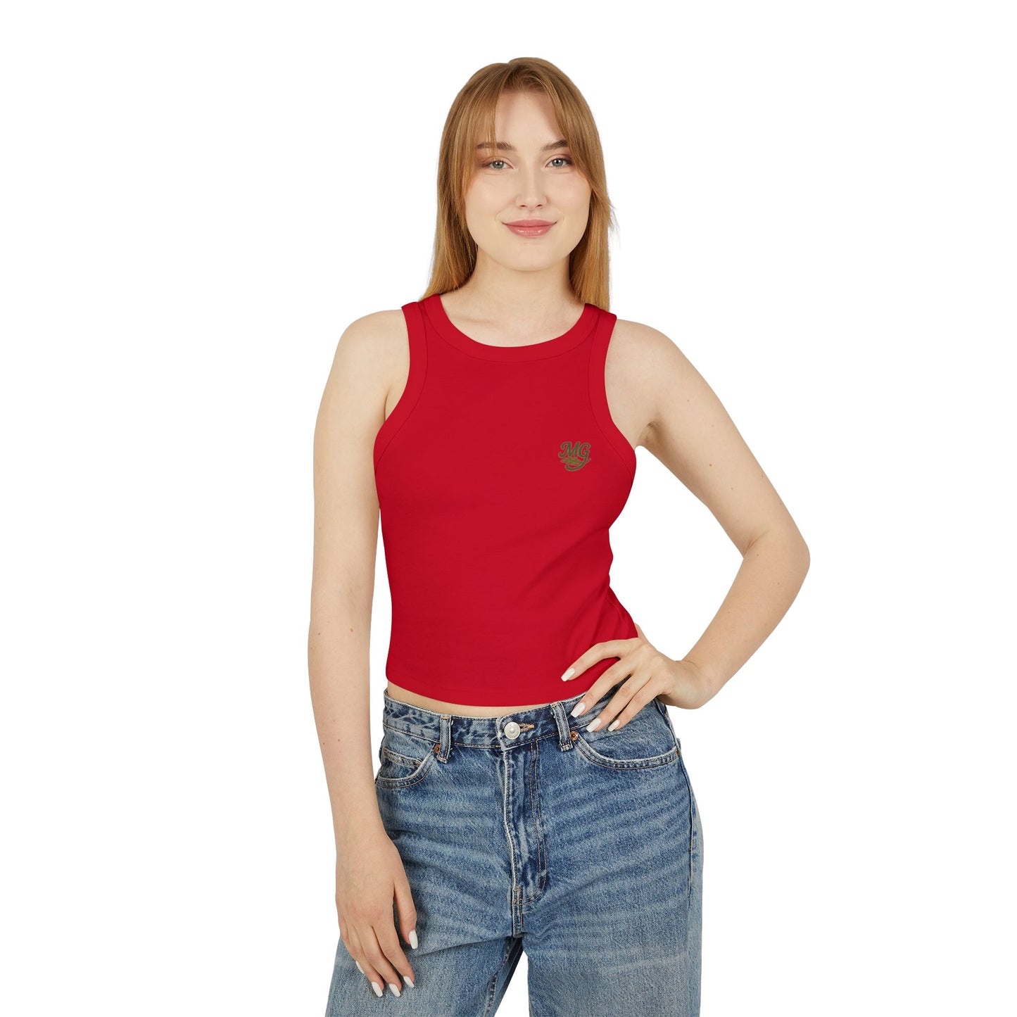 Women's Fitted Micro Mallard Rib Racer Tank Top MG Front