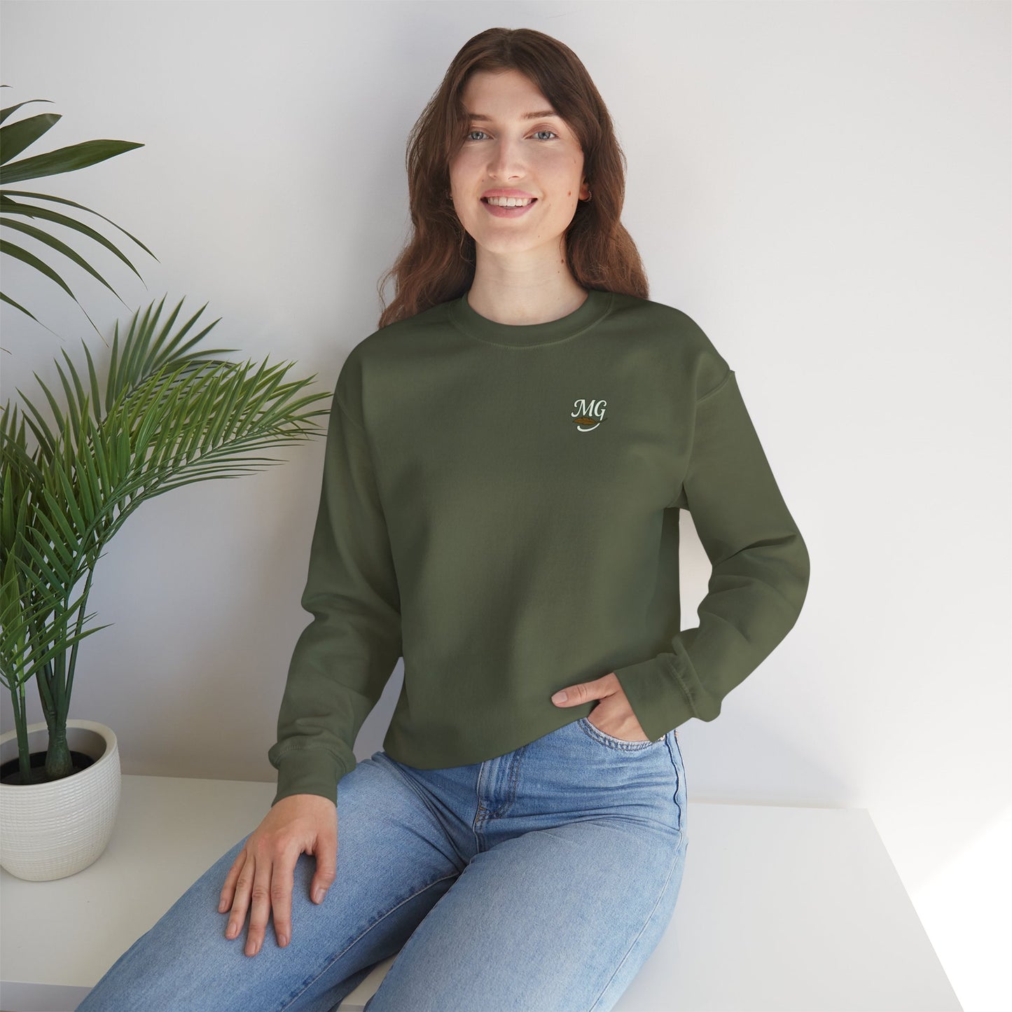 Unisex Migration Gypsy Sweatshirt | Park Bench Mossy Forest Scene