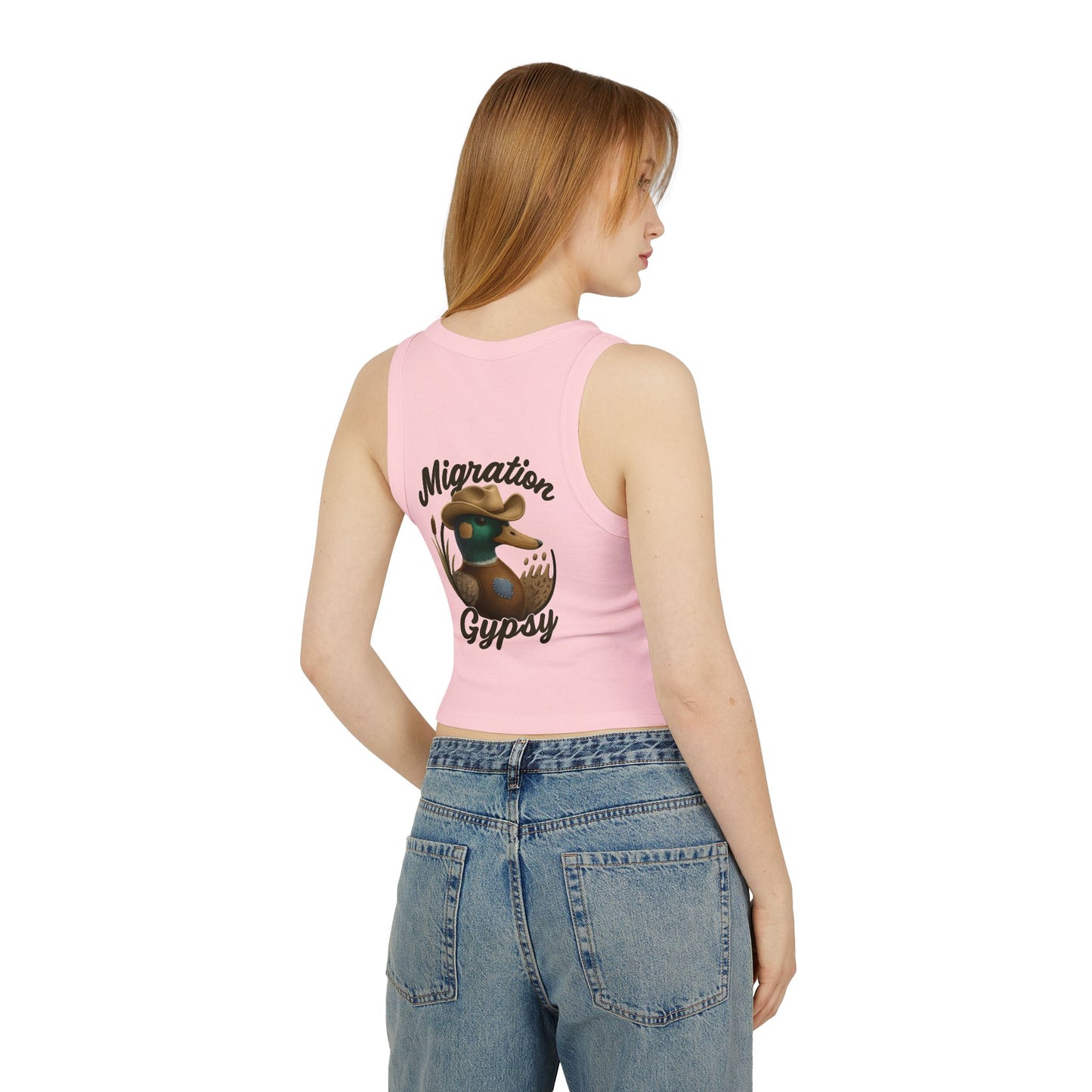 Women's Fitted Micro Mallard Rib Racer Tank Top MG Front