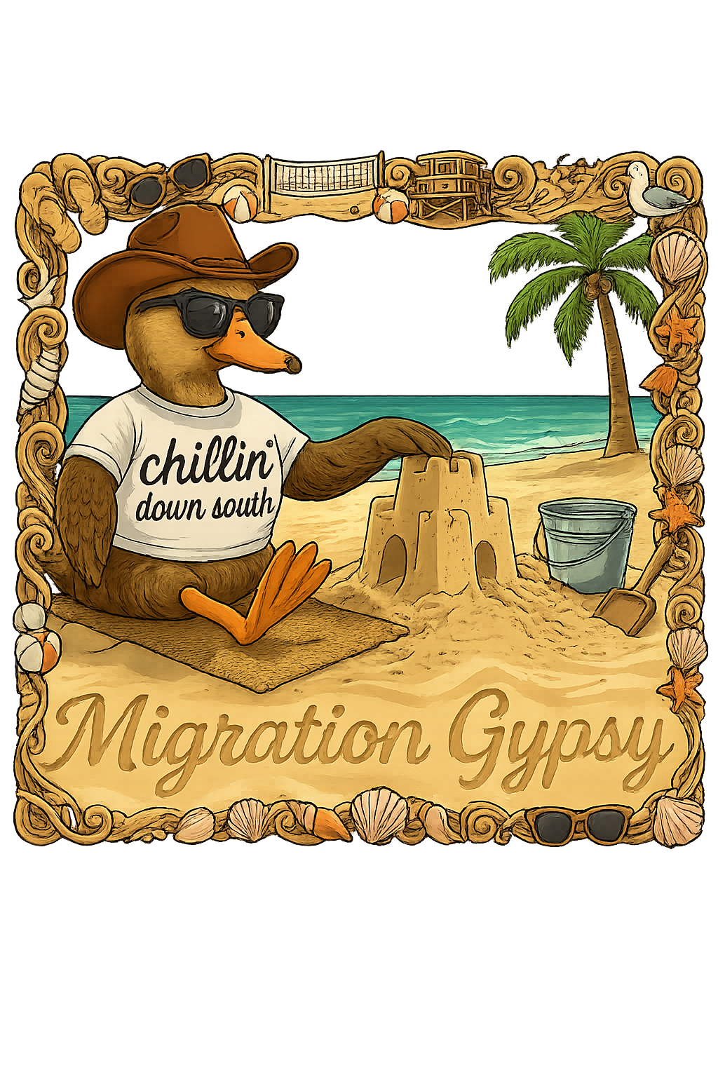Gypsy Beach Scene "Chillin' Down South" Vintage Surf Tee