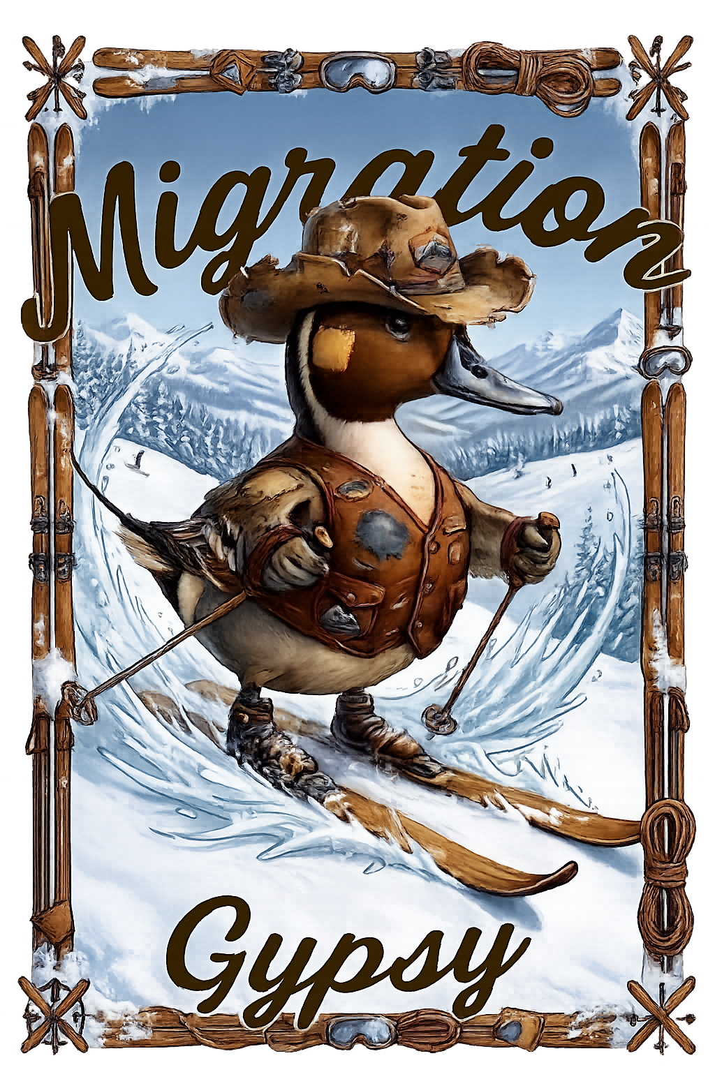 Long Sleeve MG Winter Front Snow Ski Pintail on Back Performance Tee