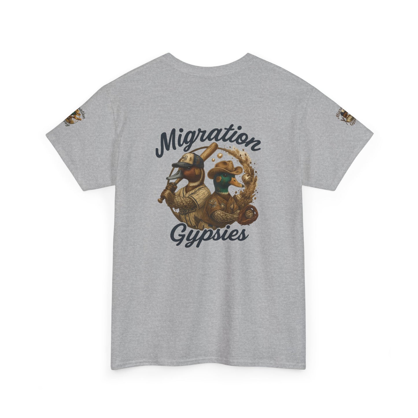 Migration Gypsies T‑Shirt — Front Baseball MG, Player Sleeves