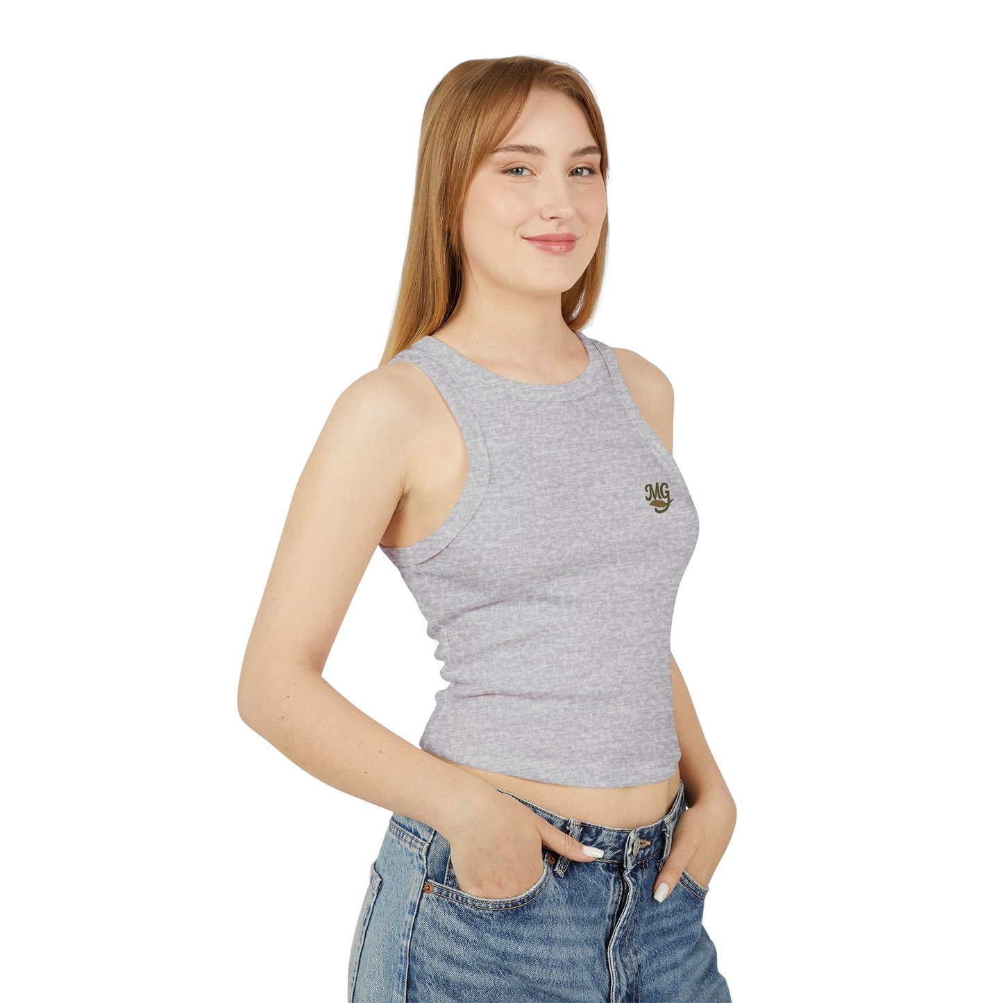 Women's Fitted Micro Mallard Rib Racer Tank Top MG Front