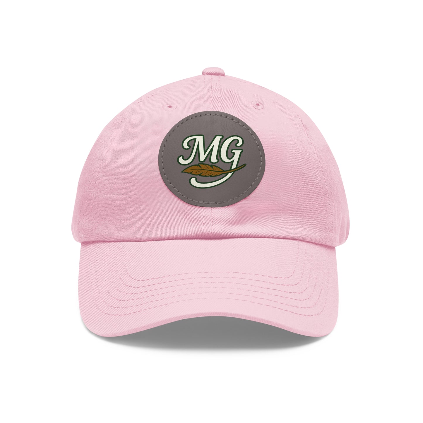 MG Leather Patch Dad Hat — Monogrammed Vintage Leaf Baseball Cap