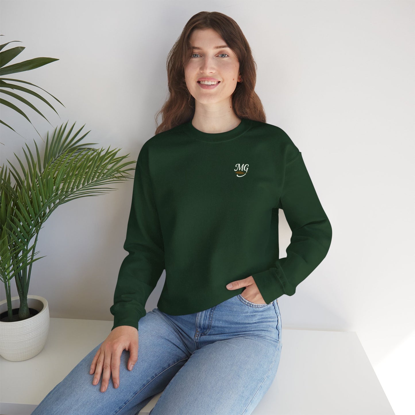 Unisex Migration Gypsy Sweatshirt | Park Bench Mossy Forest Scene