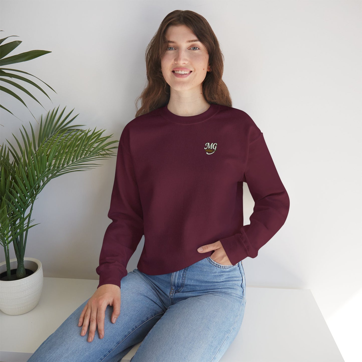 Unisex Migration Gypsy Sweatshirt | Park Bench Mossy Forest Scene