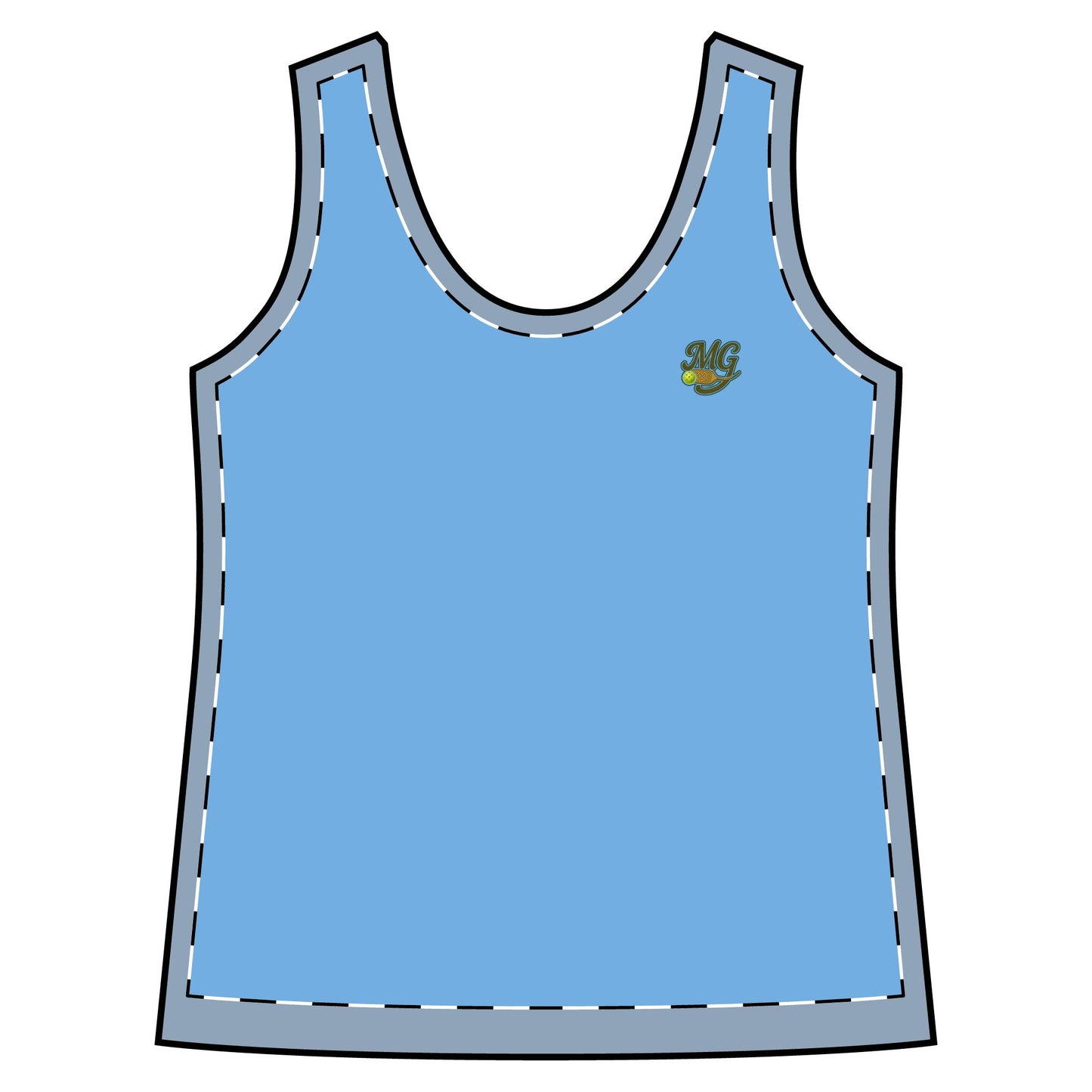 Racerback Pickleball Tank Top MG w/ Hen Headshot On Back