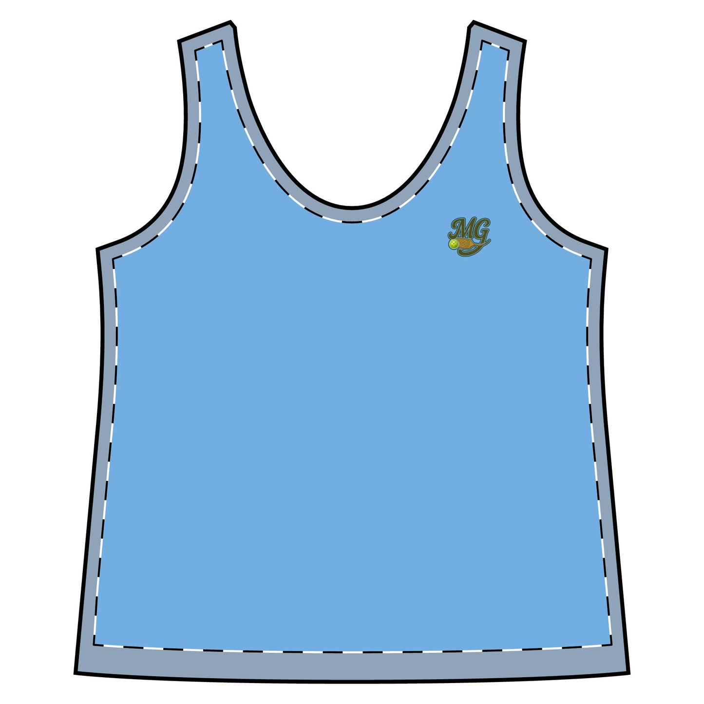 Racerback Pickleball Tank Top MG w/ Hen Headshot On Back