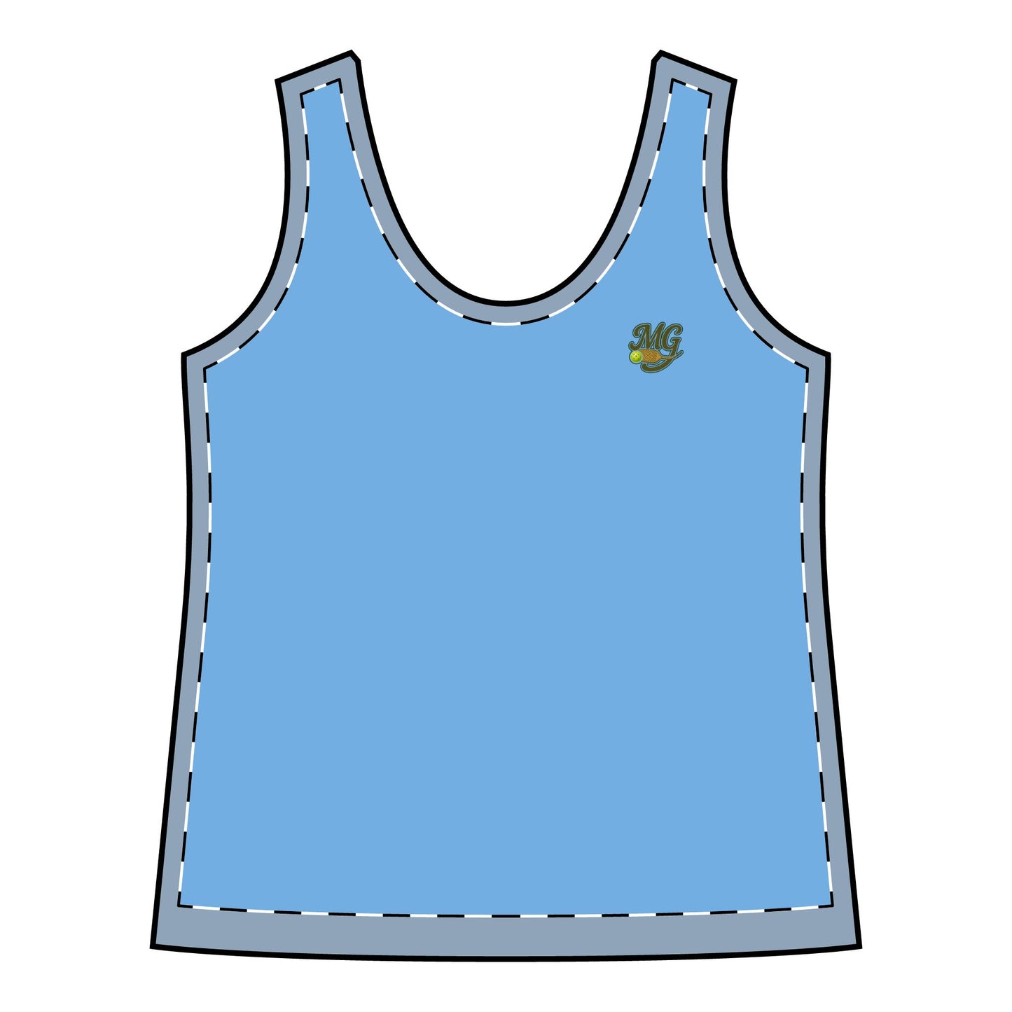 Racerback Pickleball Tank Top MG w/ Hen Headshot On Back
