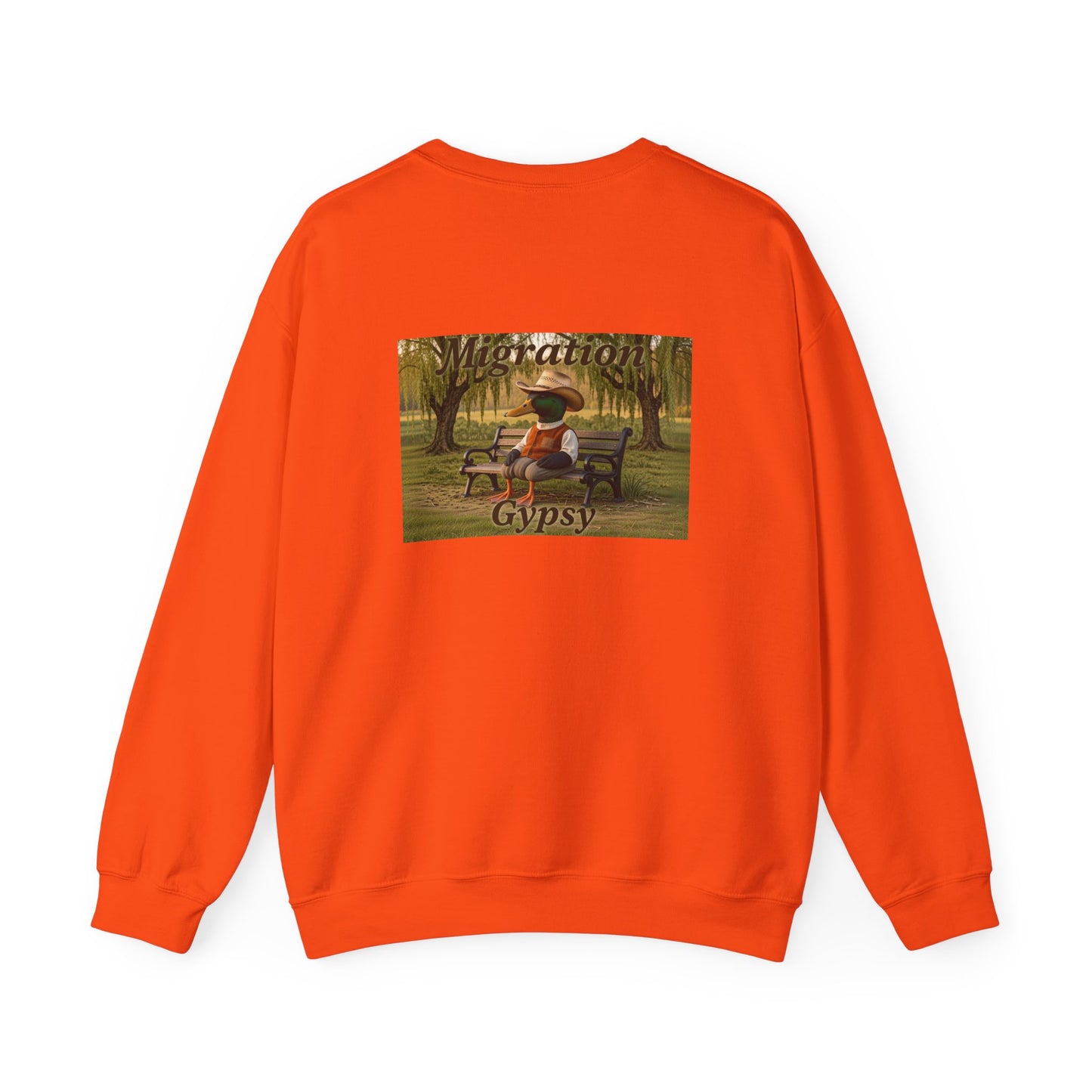 Unisex Migration Gypsy Sweatshirt | Park Bench Mossy Forest Scene