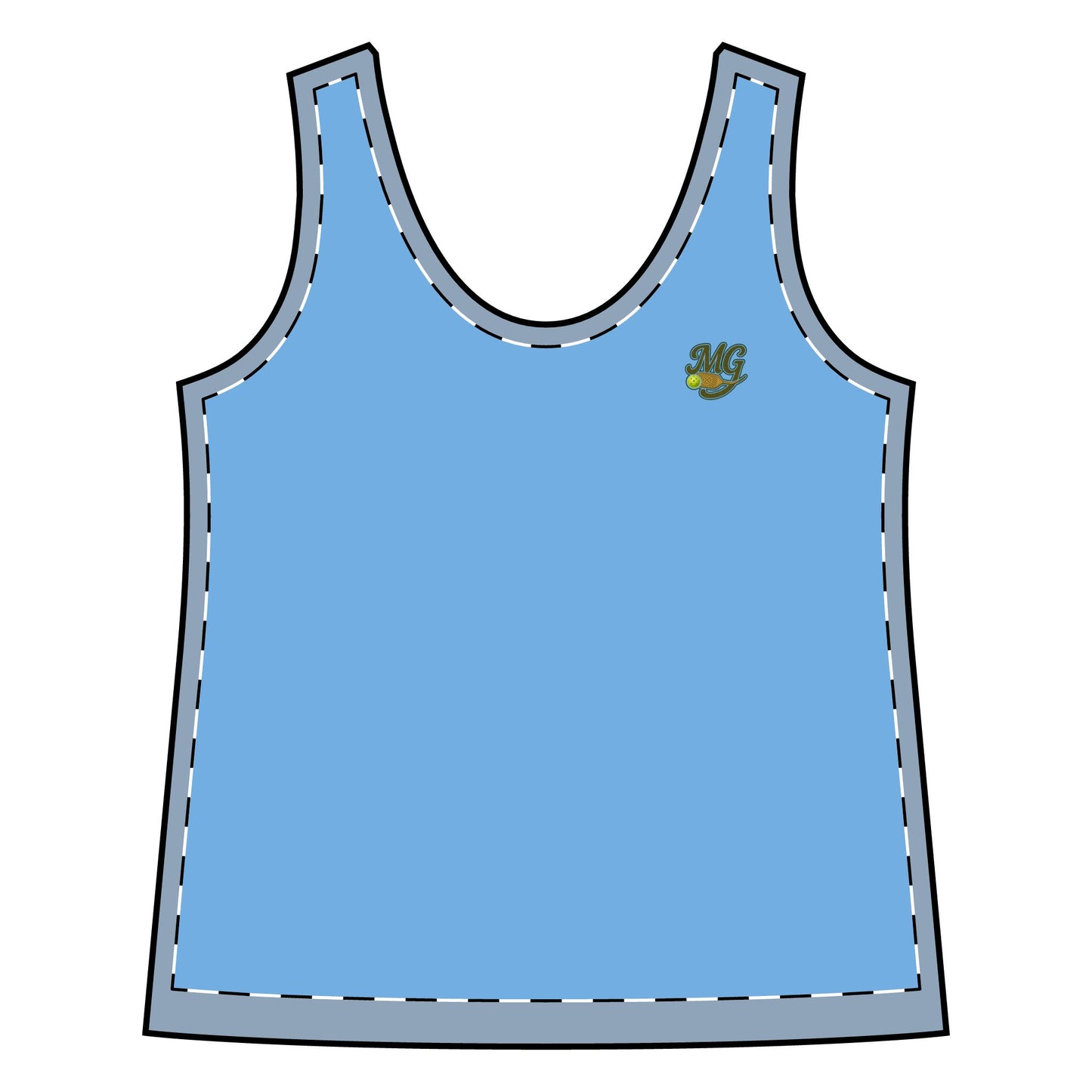Racerback Pickleball Tank Top MG w/ Hen Headshot On Back