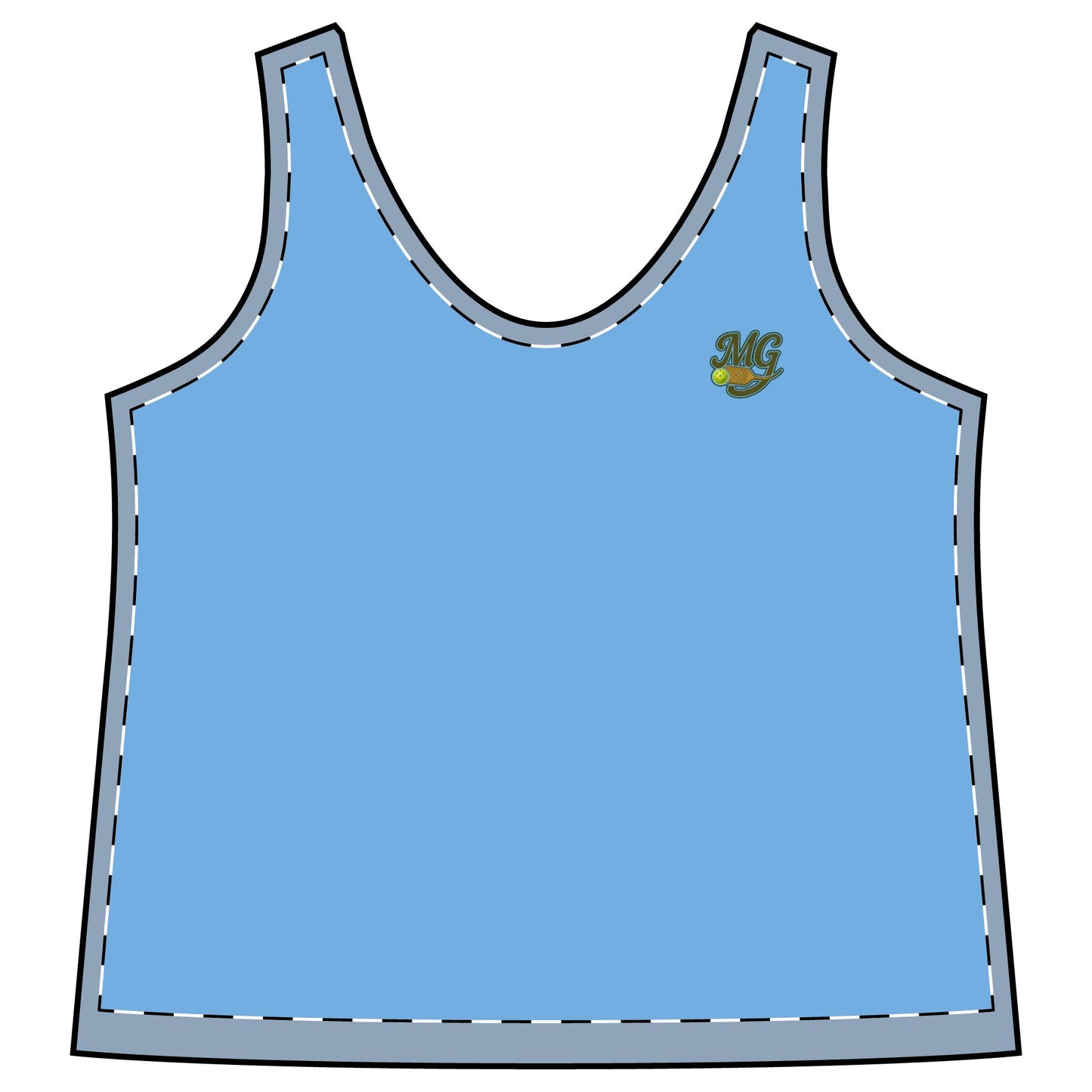 Racerback Pickleball Tank Top MG w/ Hen Headshot On Back