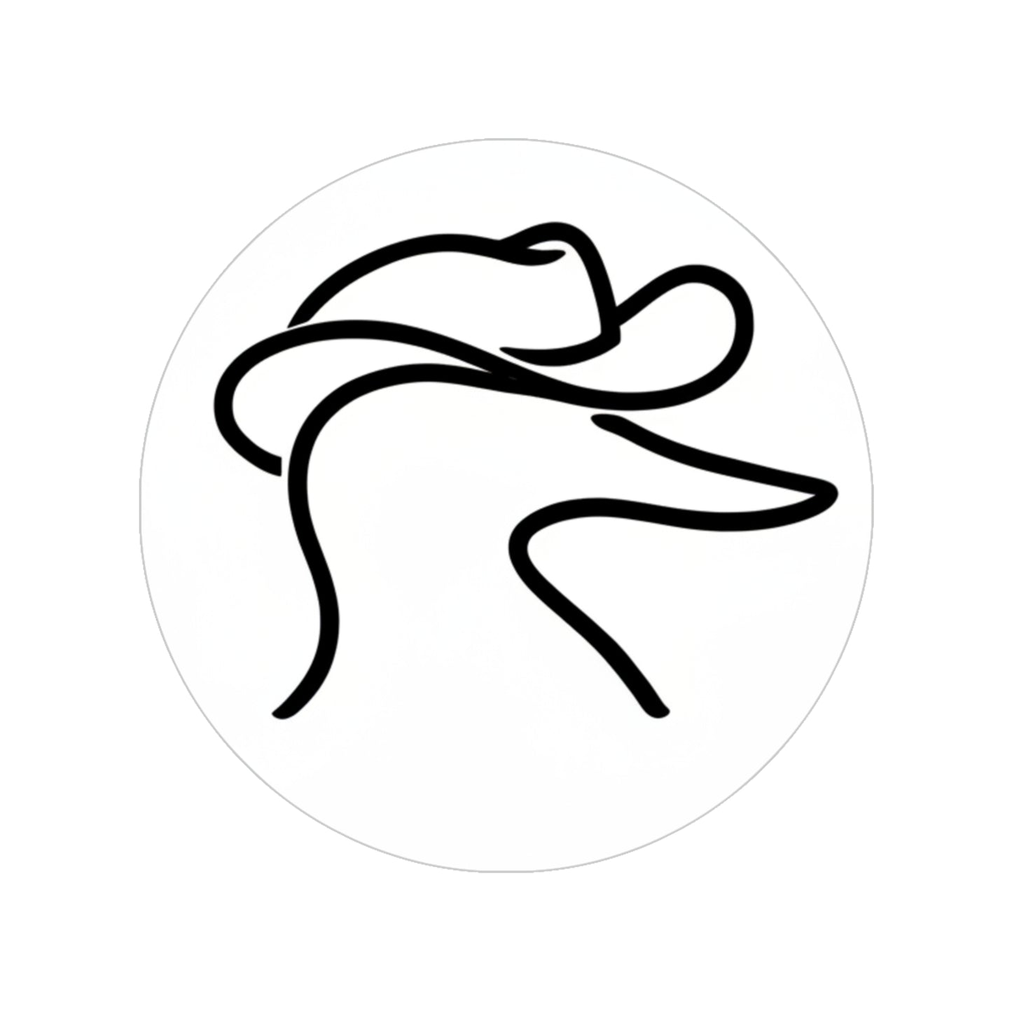 Cowboy Duck Line Art Sticker — Round Transparent Outdoor Decal
