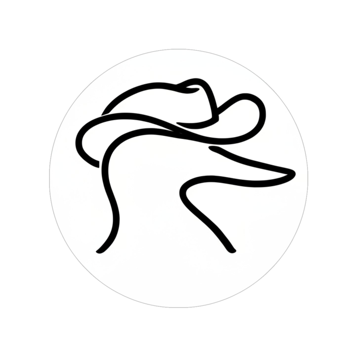 Cowboy Duck Line Art Sticker — Round Transparent Outdoor Decal