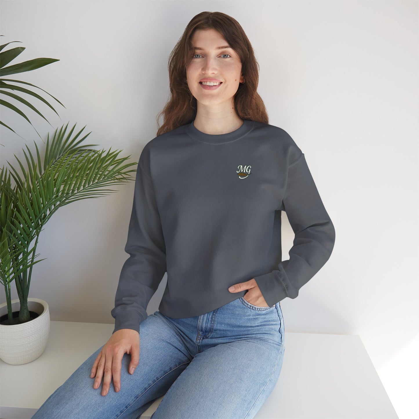 Unisex Migration Gypsy Sweatshirt | Park Bench Mossy Forest Scene