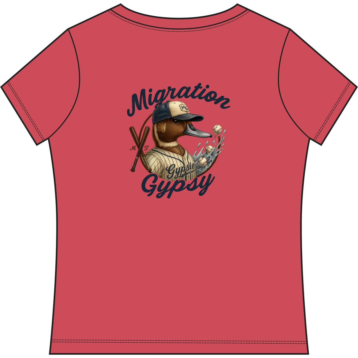 Vintage Women's V-Neck Pintail Baseball Tee
