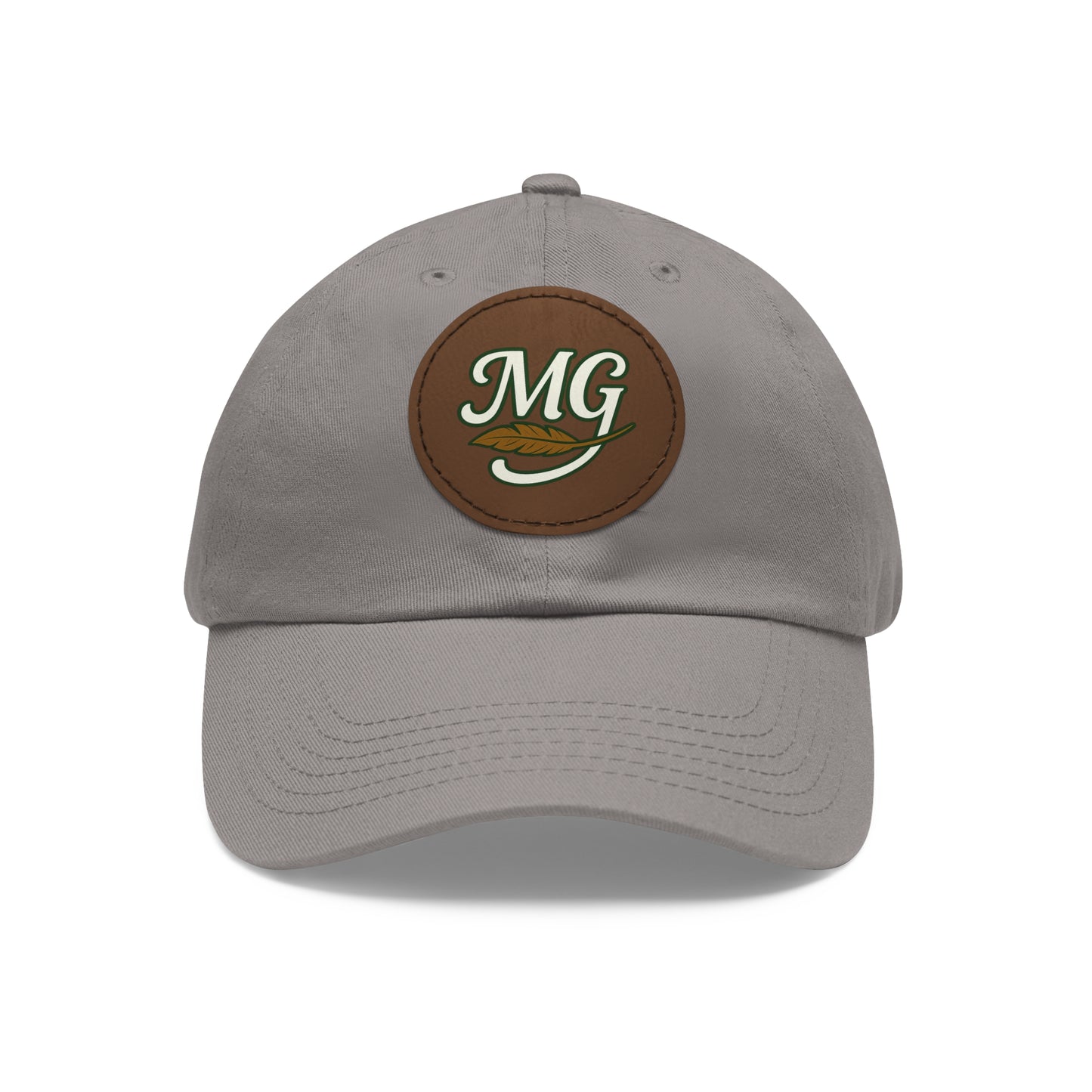 MG Leather Patch Dad Hat — Monogrammed Vintage Leaf Baseball Cap