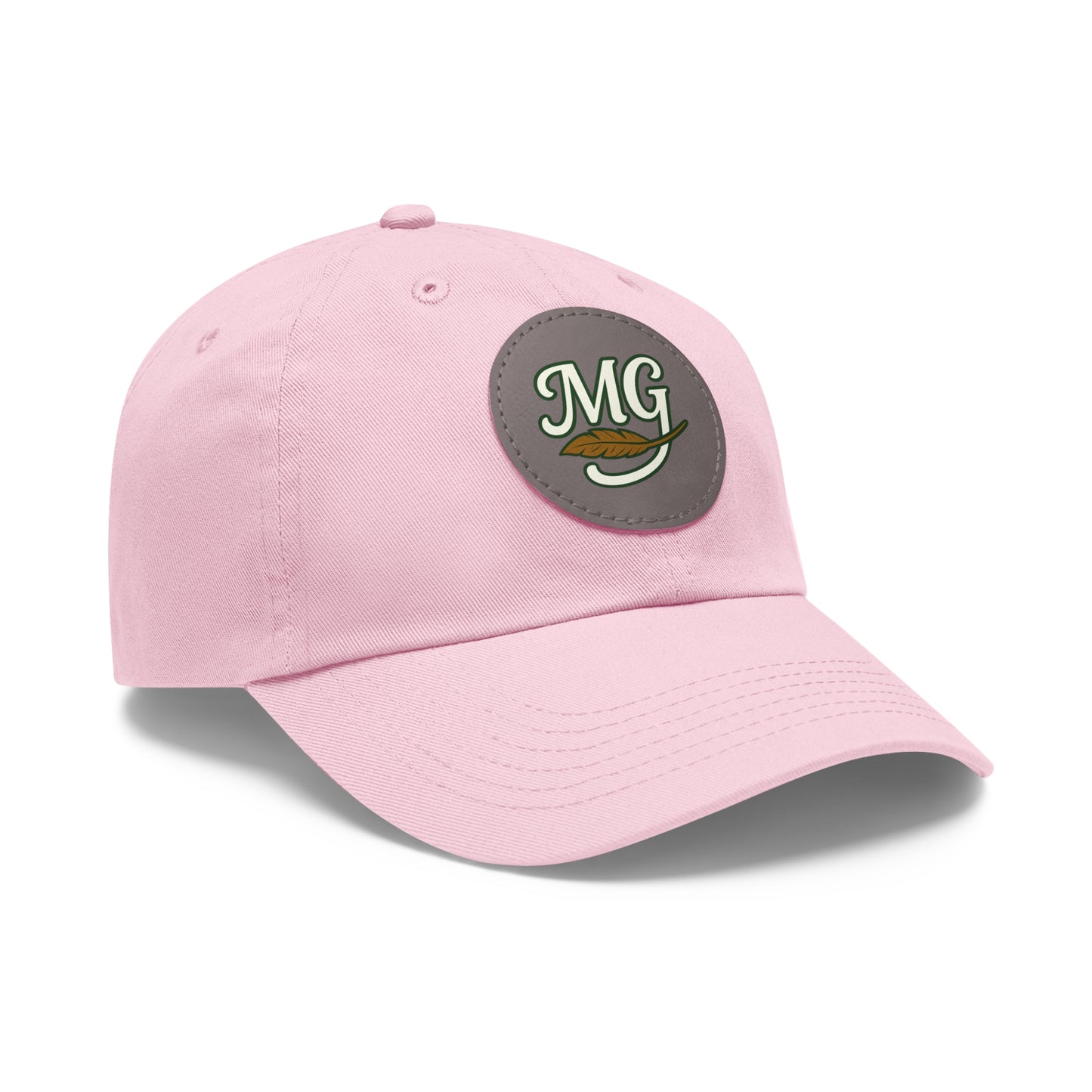 MG Leather Patch Dad Hat — Monogrammed Vintage Leaf Baseball Cap