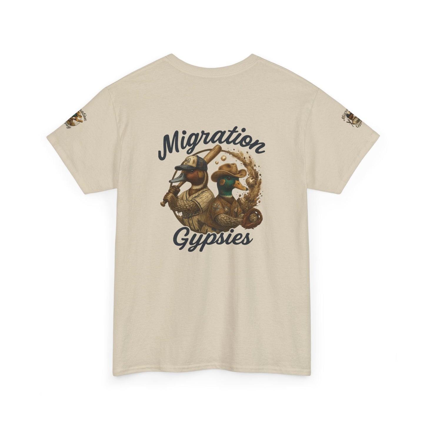 Migration Gypsies T‑Shirt — Front Baseball MG, Player Sleeves