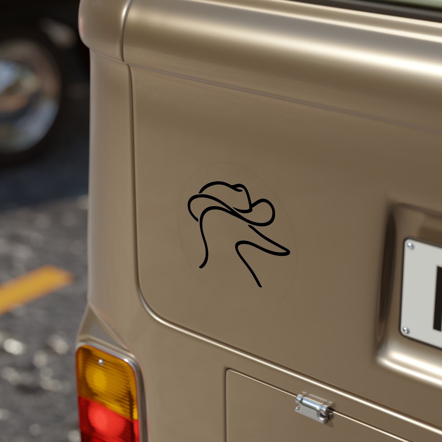 Cowboy Duck Line Art Sticker — Round Transparent Outdoor Decal