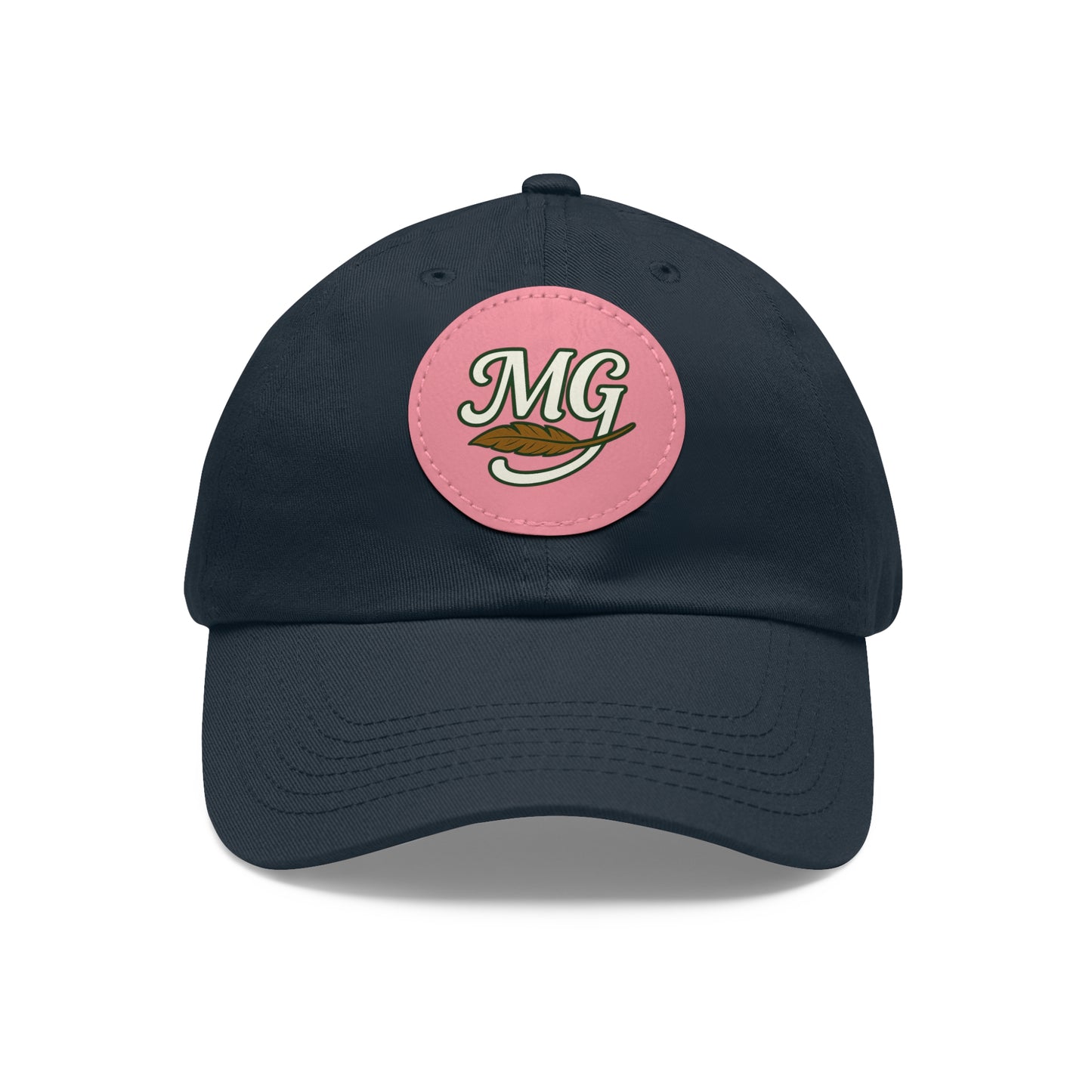 MG Leather Patch Dad Hat — Monogrammed Vintage Leaf Baseball Cap