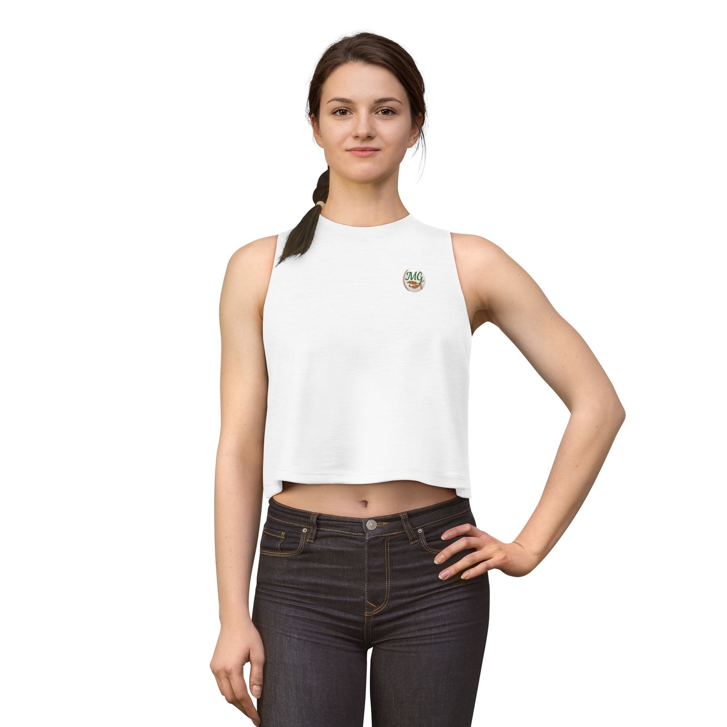 Crop Top — Retro Malibu Surf Pintail Baseball