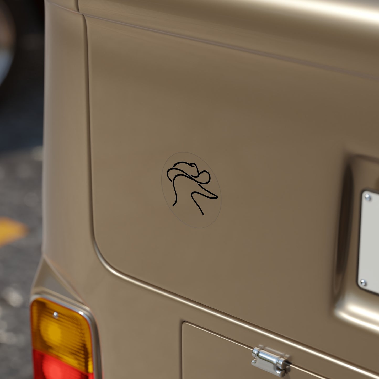 Cowboy Duck Line Art Sticker — Round Transparent Outdoor Decal