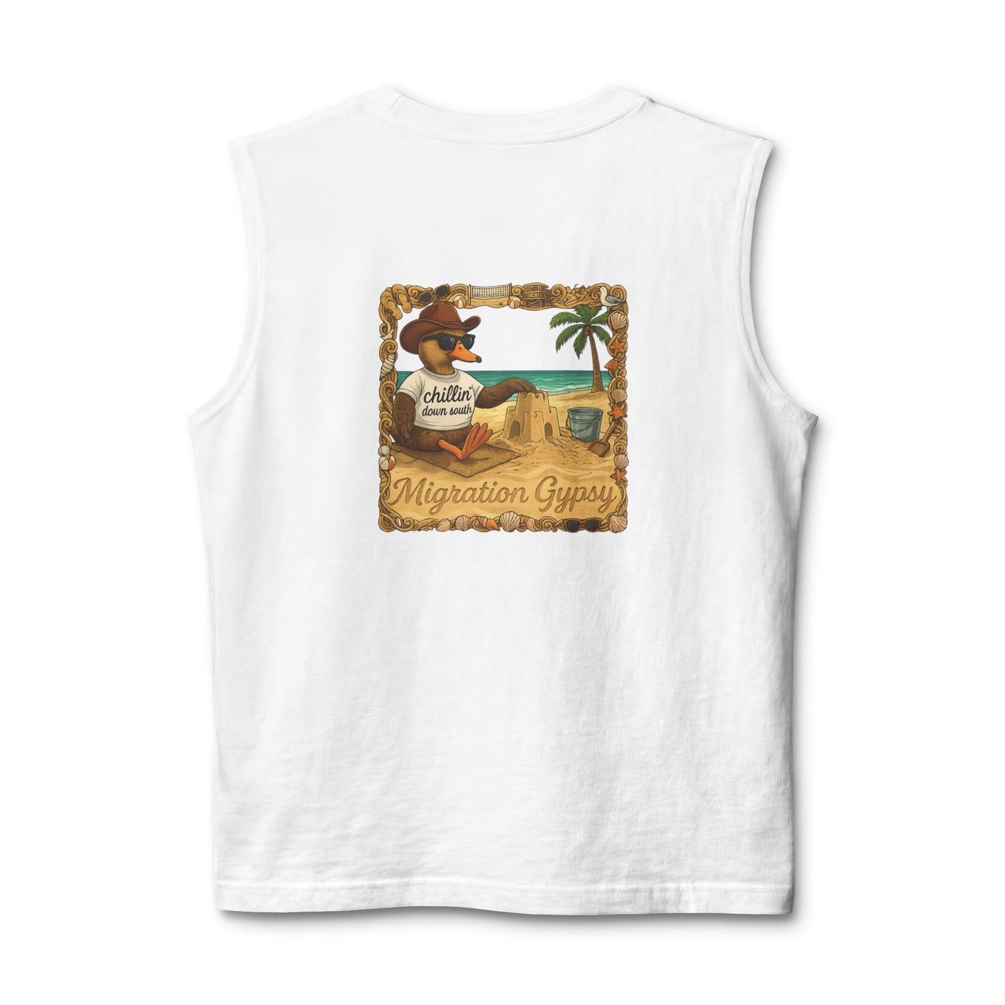 Muscle Tank — Duck Beach Chillin (MG Chest Logo)