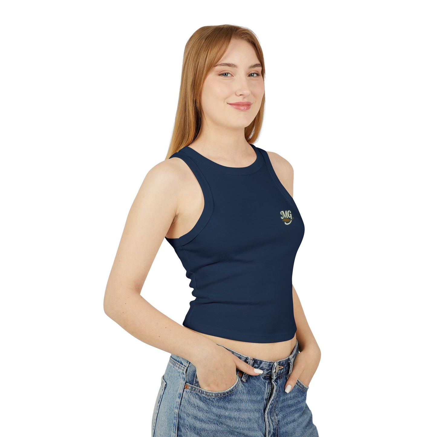 Women's Fitted Micro Mallard Rib Racer Tank Top MG Front