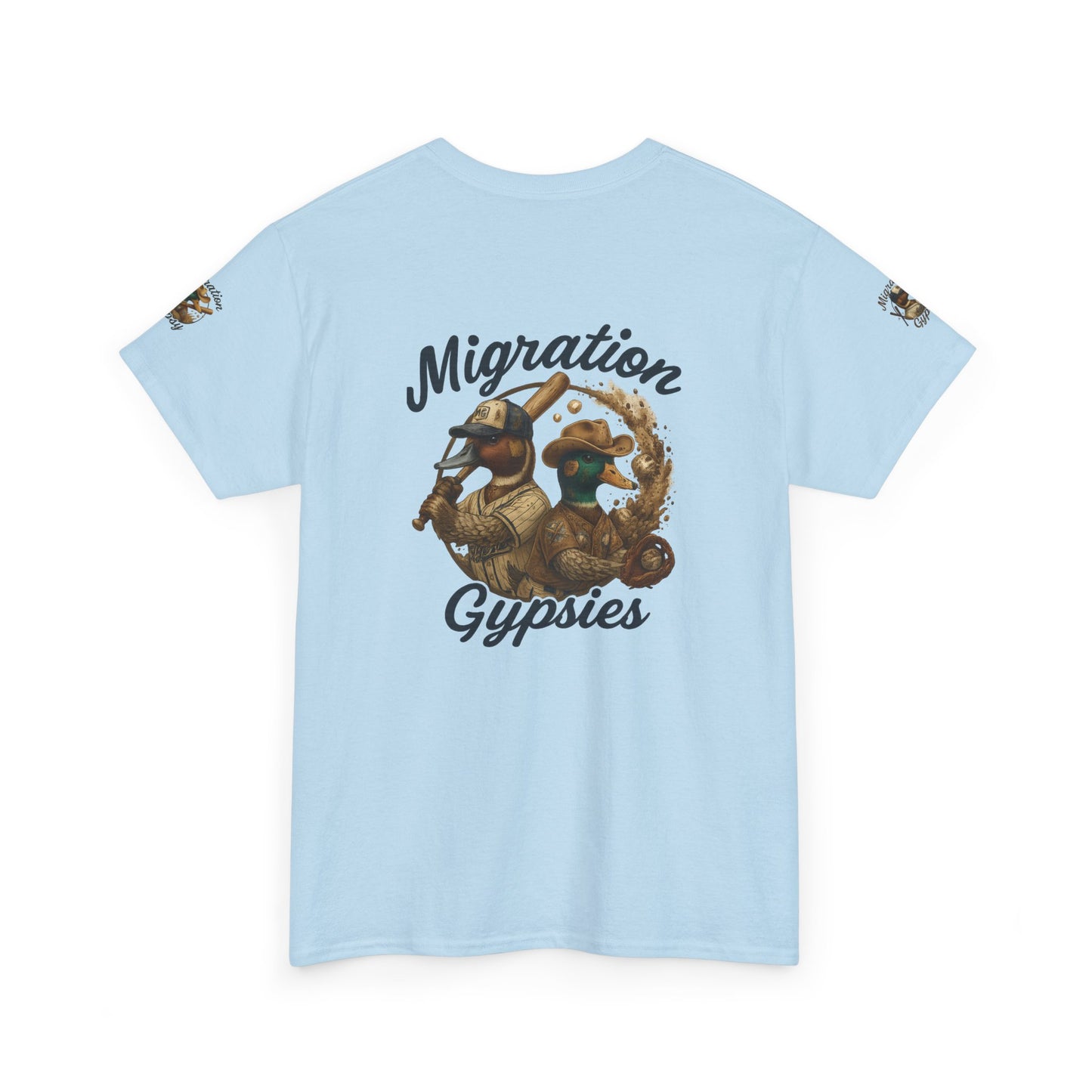 Migration Gypsies T‑Shirt — Front Baseball MG, Player Sleeves